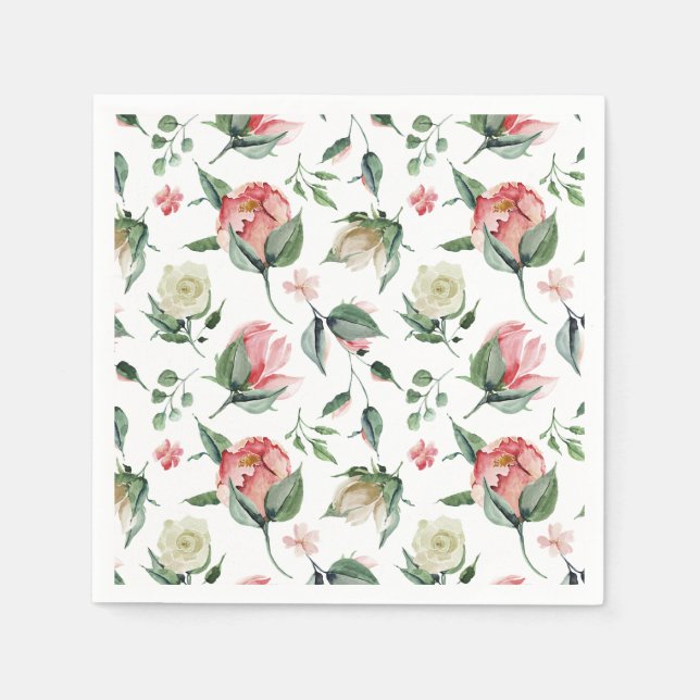 Rustikales Elegance Rosa Brautparty Serviette (Vorderseite)