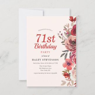 Rustikales Elegant Boho Chic Floral 71. Geburtstag Einladung