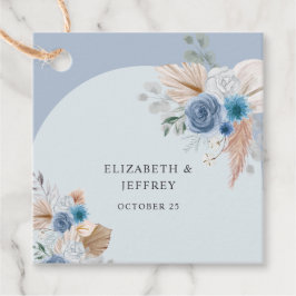 Rustikales Elegant Boho Dusty Blue Pampas Wedding Geschenkanhänger