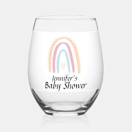 Rustikales Elegant Rainbow Baby Shower Trinkbehält Weinglas Ohne Stiel