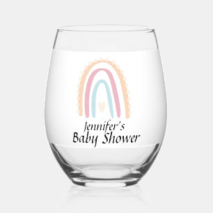 Rustikales Elegant Rainbow Baby Shower Trinkbehält Weinglas Ohne Stiel