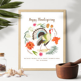Rustikales Elegant Türkei Erntedank Botanisch Poster