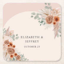 Rustikales Elegante Boho Terracotta Pampas Wedding