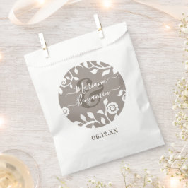 Rustikales Elegante Taupe Personalisierte Hochzeit Geschenktütchen