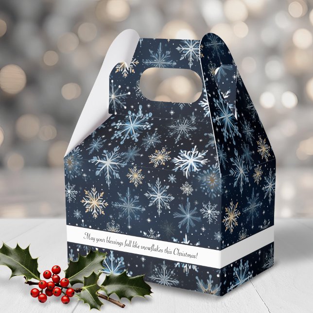 Rustikales Elegantes Blue Snowflakes Geschenkschachtel (Rustic Elegant Blue Snowflakes Holiday Favor Boxes)