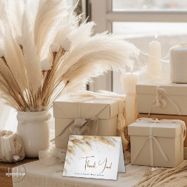 Rustikales Elegantes Bohemisches Floral Gold Pampa Dankeskarte