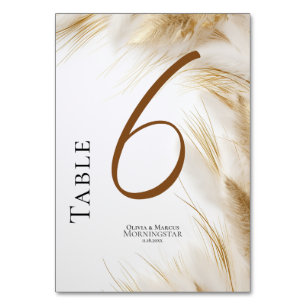 Rustikales Elegantes Bohemisches Floral Gold Pampa Tischnummer