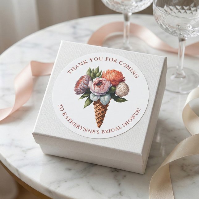 Rustikales Elegantes Boho Ice Cream Brautparty Dan Runder Aufkleber (Von Creator hochgeladen)