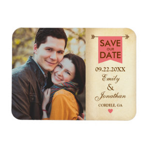 Rustikales Elegantes Foto Save the Date Magnet