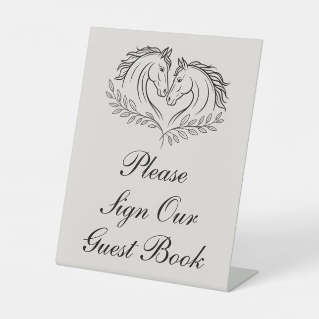 Rustikales Elegantes Gästebuch für Hochzeiten Sockelschild (Vorderseite)