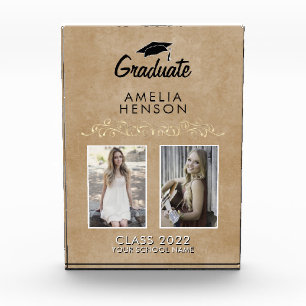 Rustikales Elegantes Gold Ornament Abschluss 2 Fotoblock