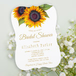 Rustikales, elegantes goldenes Sonnenblumen Brautp Einladung<br><div class="desc">Modernes, blumengeschmücktes Brautparty mit einem großen, gelben Sonnenblumenstrauß und einem schicken Imitat mit Goldtypografie. Einfach mit Ihren Daten personalisieren! Sie können wählen, ob Sie den Schriftart und die Farbe des Buchstaben ändern möchten. Die Einladung ist geeignet für den Sommer- oder Herbstfall rustikales Land, Böhmen, Garten im Freien oder Hinterhof Brunch,...</div>