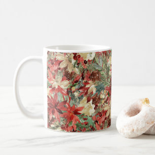 Rustikales Elegantes Holiday Poinsettia Weihnachte Kaffeetasse