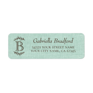 Rustikales, elegantes Monogramm, Aquamarin-brauner