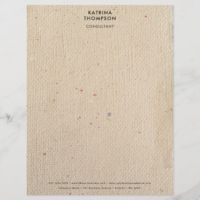 Rustikales Elfenbeinpapier - Minimalistisches Unte Briefbogen (Vorderseite)