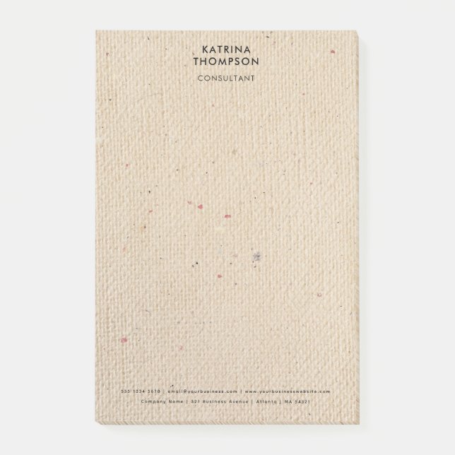 Rustikales Elfenbeinpapier - Minimalistisches Unte Post-it Klebezettel (Vorderseite)