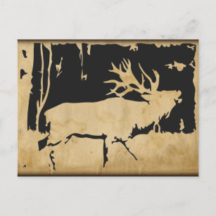 Rustikales Elk Wildlife Vintag Paper Nature Jagd Postkarte