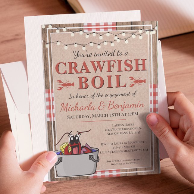 Rustikales Engagement für Crawfish Boil Einladung (Von Creator hochgeladen)