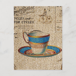 Rustikales Englisch Country Tee Party Blue Teacup Einladungspostkarte