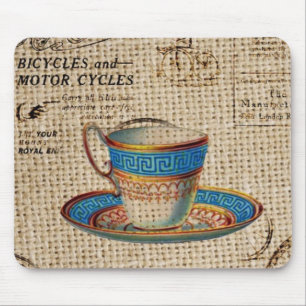 Rustikales Englisch Country Tee Party Blue Teacup Mousepad
