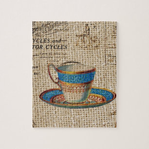Rustikales Englisch Country Tee Party Blue Teacup Puzzle