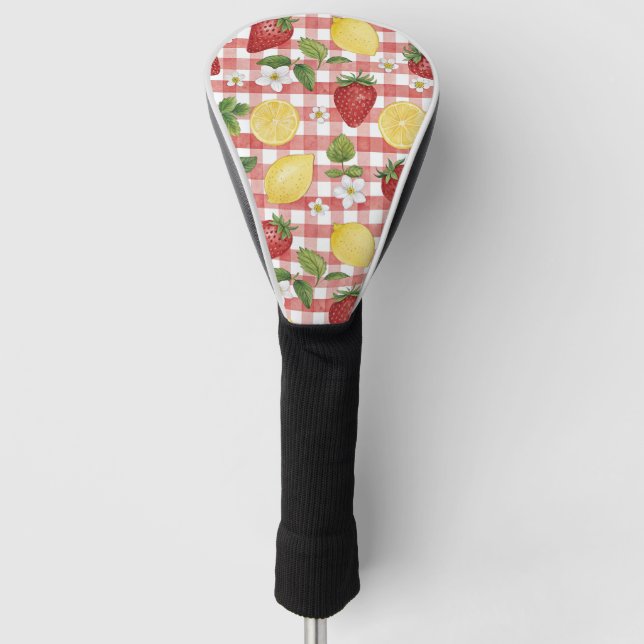 Rustikales Erdbeer- und Zitrusmuster (6) Golf Headcover (Vorderseite)