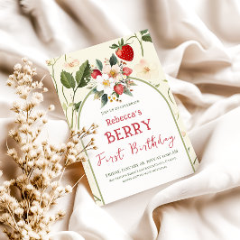 Rustikales Erdbeerthema Berry Erster Geburtstag Einladung