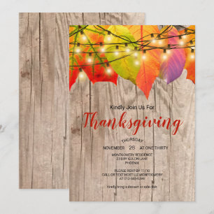 Rustikales Erntedank Dinner Herbst beleuchtet Einladung