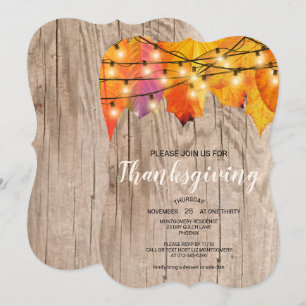 Rustikales Erntedank Dinner Herbst beleuchtet Einladung