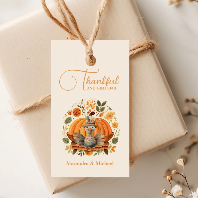 Rustikales Erntedank Dinner Pumpkin Geschenkanhänger (Von Creator hochgeladen)