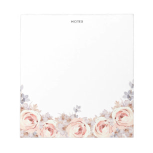 Rustikales Erröten Wasserfarben Blüten Notizblock