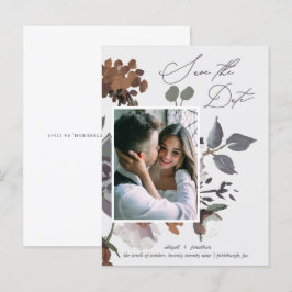 Rustikales erthy Watercolor Bouquet Save the Date Einladungspostkarte