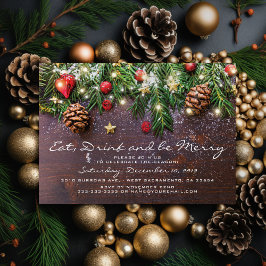 Rustikales Essen Drink & be Merry Xmas Feier Party Einladung
