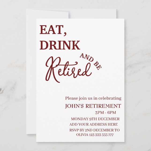 Rustikales Essen, Trinken und sich wieder sonnige  Einladung (Vorderseite)