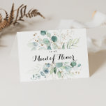 Rustikales Eukalyptus Gold Brautparty Vielen Dank Dankeskarte<br><div class="desc">Dieses rustikale Eukalyptus Gold Brautparty danke Ihnen Karte ist perfekt für eine einfache Hochzeit. Dieses künstlerische Design besticht durch handgezeichnet goldblütenfarbenes Eukalyptus-grünes Blattwerk,  das schön in einem eleganten geometrischen Rahmen angeordnet ist.</div>