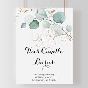 Rustikales Eukalyptus-Gold-Diese-Kerze-brennt-Schi Poster
