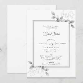 Rustikales Eukalyptus-Kalligrafie-Winter-Brautpart Einladung