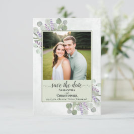 Rustikales Eukalyptus & Lavender Green Wedding Fot Save The Date