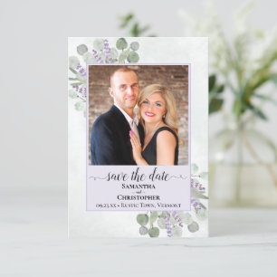 Rustikales Eukalyptus & Lavender Lila Hochzeitsfei Save The Date