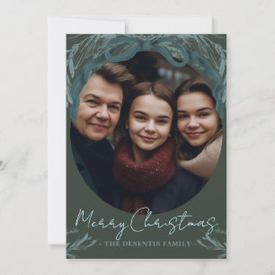 Rustikales Evergreen Wreath Frame Weihnachts-Foto Feiertagskarte