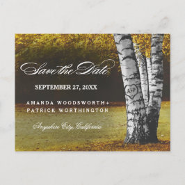 Rustikales Fall Birch Tree Land Save the Date Ankündigungspostkarte