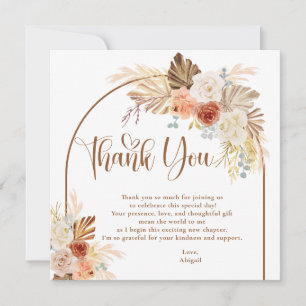 Rustikales Fall Boho Arch Pampas Grass Brautparty Dankeskarte