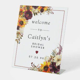 Rustikales Fall Floral Brautparty Willkommen Sockelschild
