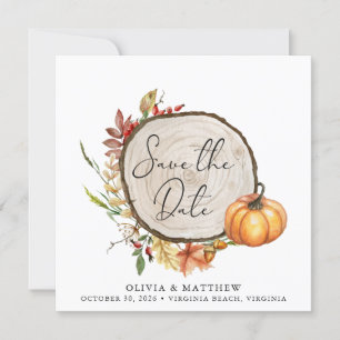 Rustikales Fall Foto Wood Slice Boho Save the Date