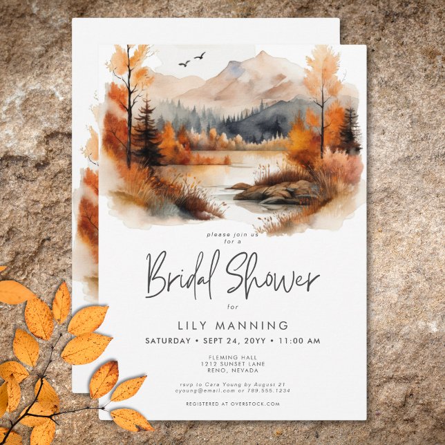 Rustikales Fall Gebirge Wasserfarbenes Brautparty Einladung (Rustic Fall Mountain Watercolor Bridal Shower Invitation)