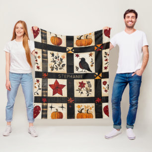 Rustikales Fall Quilt Muster Bauernhaus Patchwor Fleecedecke
