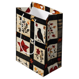 Rustikales Fall Quilt Muster Bauernhaus Patchwor Mittlere Geschenktüte