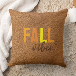 Rustikales Fall Vibes Imitats Brown Leather Throw  Kissen