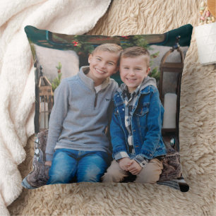 Rustikales Familienfoto Weihnachten beidseitig bed Kissen
