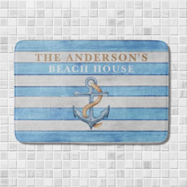 Rustikales Family Beach House Schöne Streifen Badematte
